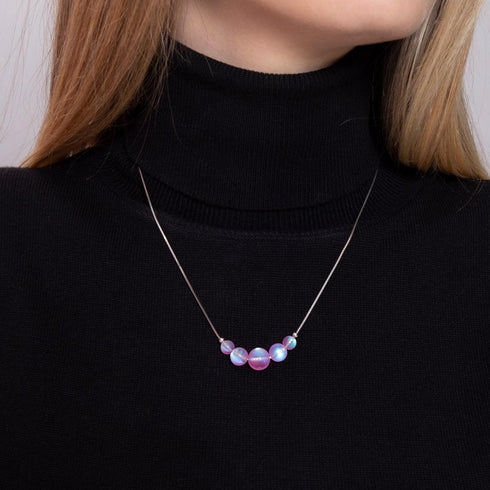 Rosa | 925 Sterling Silber | Meerjungfrau Glas Unendlichkeitsverschluss Halskette
